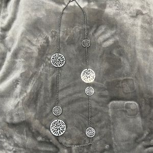 Long silver necklace